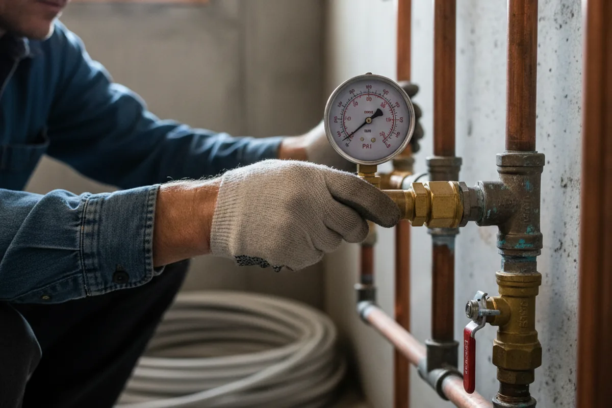 Pressure testing a repaired line during Water Line Repair in Big Rock